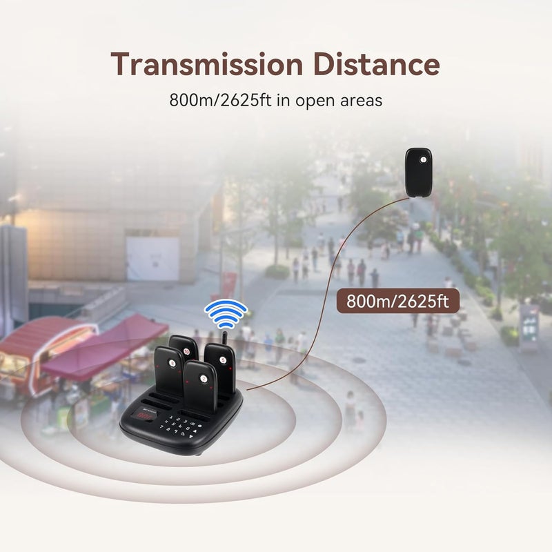 Retekess نظام جرس المطعم TD175S، مدى طويل 3280 قدم، 10 جرسات وصفارات، 7 أوضاع اتصال مع اهتزاز، ووميض وصفارة، 4 أوضاع لوحة مفاتيح لساحة الطعام، شاحنة الطعام، حضانة الكنيسة - Image 2